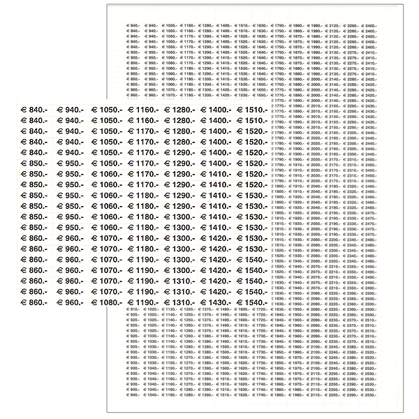 Série de 10 Planches d'Etiquettes de 840 à 2530€