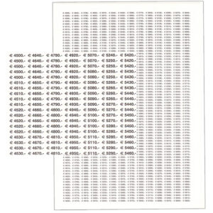 Série de 10 Planches d'Etiquettes de 4500 à 6820€