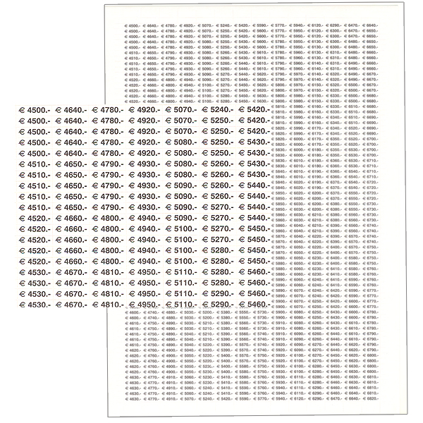 Série de 10 Planches d'Etiquettes de 4500 à 6820€