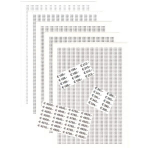 Série de 27 Planches d'Etiquettes de 2540 à 4490€