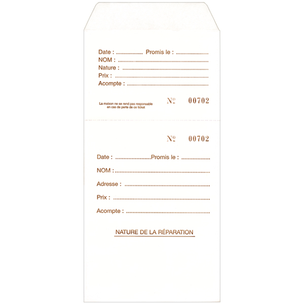 Emb. 1000 Sachets à Souche Standard - N°1 à 1000