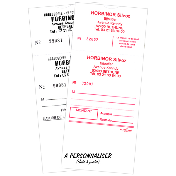 Emb. 1000 Sachets Réparation à Souche Numéroté A PERSONNALISER