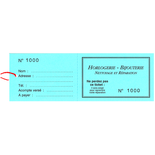 Emb. 1000 Tickets à Souche Numérotés Standards Neutres de 1 à 1000