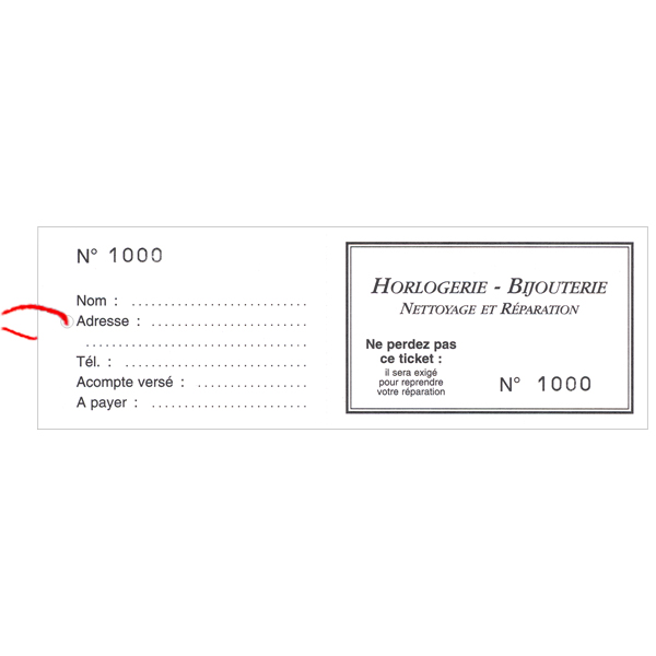 Emb. 1000 Tickets à Souche Numérotés Standards Neutres de 1 à 1000