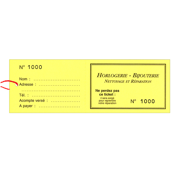 Emb. 1000 Tickets à Souche Numérotés Standards Neutres de 1 à 1000