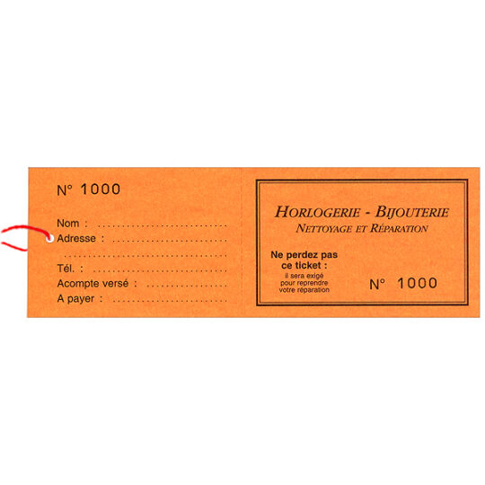 Emb. 1000 Tickets à Souche Numérotés Standards Neutres de 1 à 1000