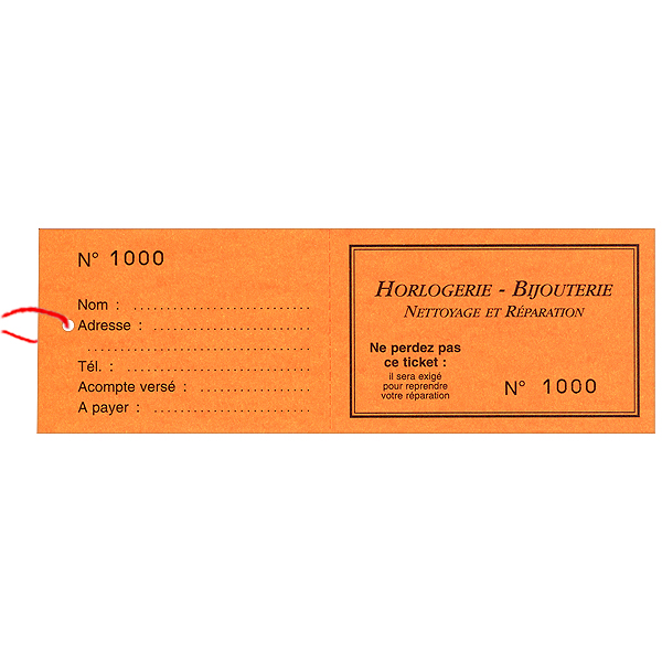 Emb. 1000 Tickets à Souche Numérotés Standards Neutres de 1 à 1000