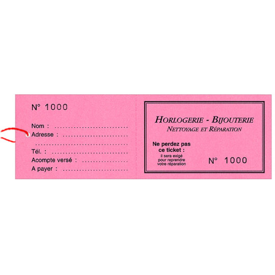 Emb. 1000 Tickets à Souche Numérotés Standards Neutres de 1 à 1000