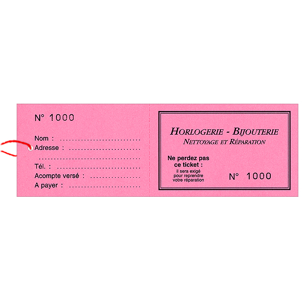 Emb. 1000 Tickets à Souche Numérotés Standards Neutres de 1 à 1000