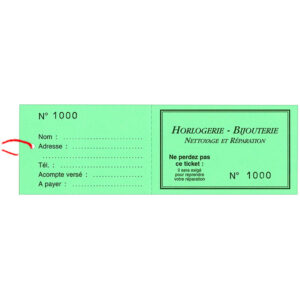 Emb. 1000 Tickets à Souche Numérotés Standards Neutres de 1 à 1000