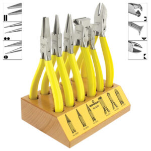 Assortiment de 6 Pinces sur socle bois "BERGEON" N°2624-2625-2626-2627-2628-2629