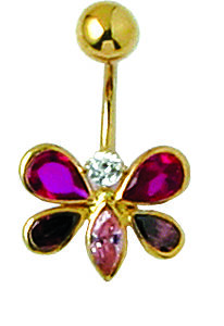 BIJOU NOMBRIL OR 750 PAPILLON