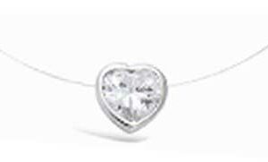 COLLIER FIL NYLON COEUR ARGENT