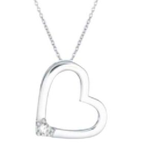 COLLIER ARG RHODIE COEUR AVEC PETIT OXYDE