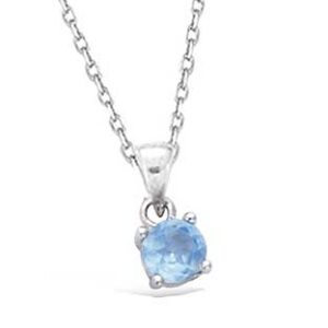 Chaine + pend ARG RHOD 4 griffes verre aquamarine