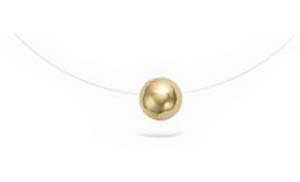 COLLIER FIL NYLON BOULE PL/OR 3M 18K 6MM