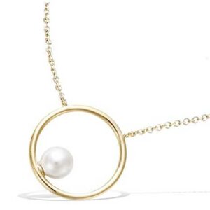 COLLIER PLAQUE 3M 18K AVEC PERLE DANS CERCLE