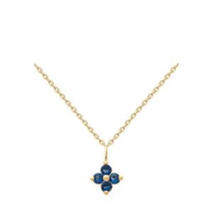 CHAINE dorure 0,20 m+ PENDENTIF PL 3M 16K FLEUR OXYDE BLEU