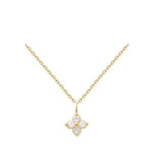 CHAINE dorure 0,20 m+ PENDENTIF PL 3M 16K FLEUR OXYDE BLANC