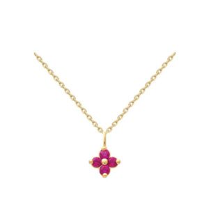 CHAINE dorure 0,20 m+ PENDENTIF PL 3M 16K FLEUR OXYDE ROUGE