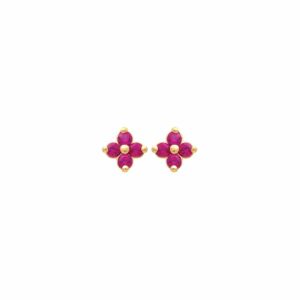 B.O PLAQUE OR 3M 16K PETITE FLEUR ROUGE