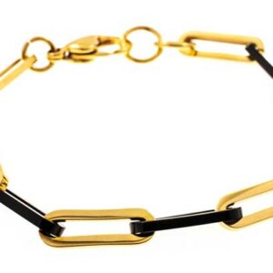 BRACELET ACIER BICOLORE NOIRE ET DORE MAIL CHEVAL