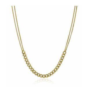 COLLIER PLAQUE DOUBLE RANG GOURMETTE