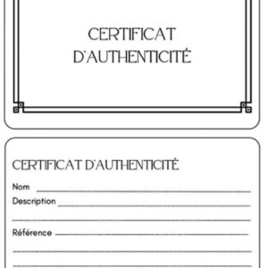 50 Certificats d'authenticité